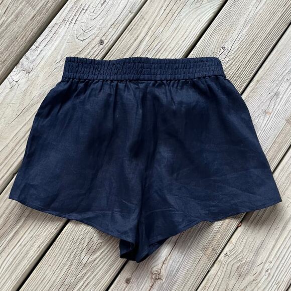 Zara Women's Black 100% Linen Tie-Waist Shorts Size S. NEW - Picture 2 of 7